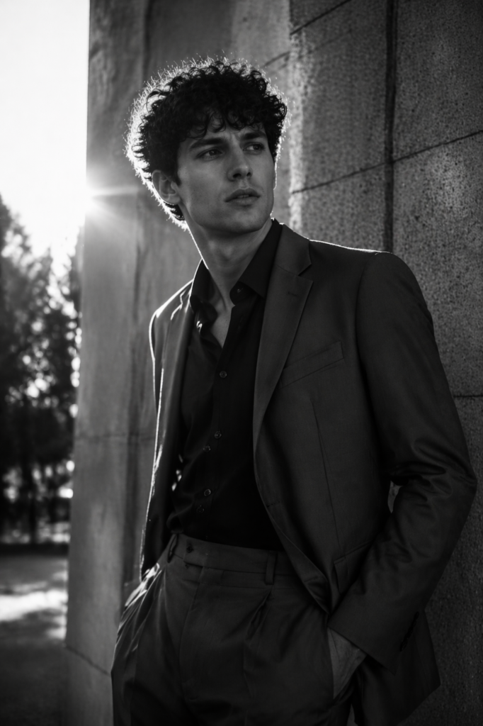 Luxury Brand Black & White Portrait Prompt – Cinematic Street Fashion Campaign