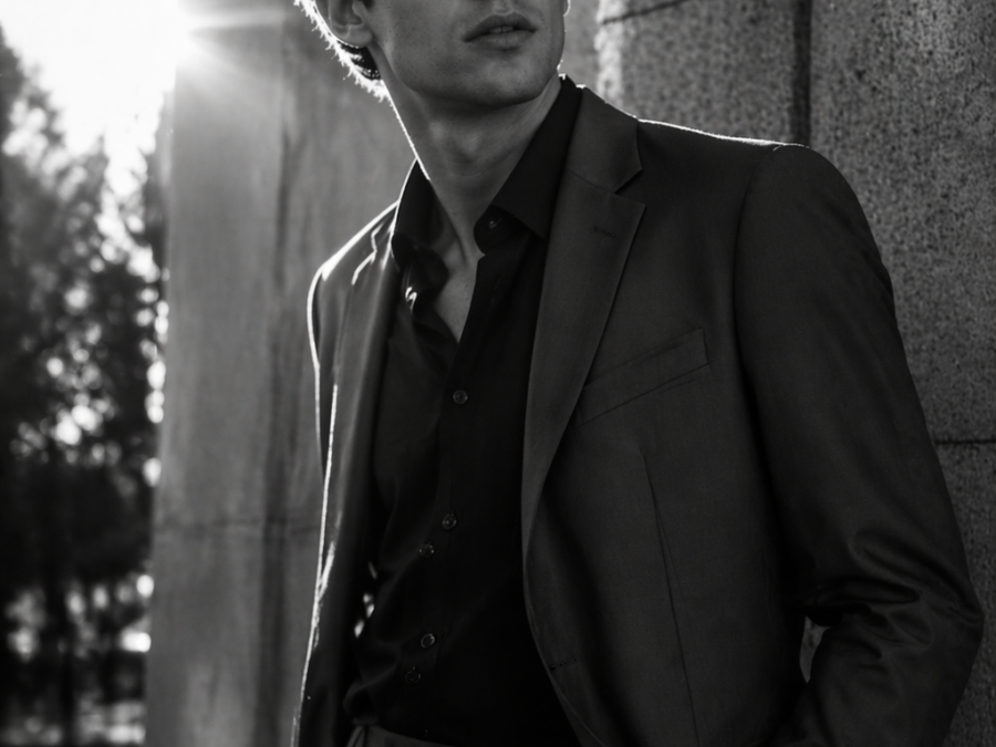 Luxury Brand Black & White Portrait Prompt – Cinematic Street Fashion Campaign
